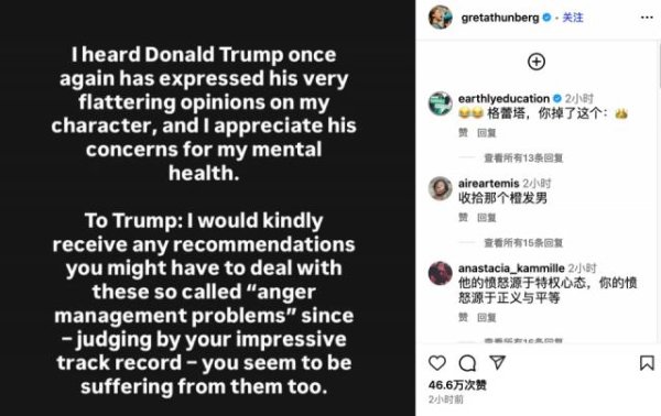 速速查 通贝里发文回怼特朗普：你是“愤怒管理”老病号，你说的都对